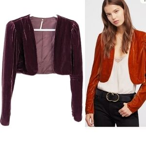 Free people Antuanette Velvet Bolero burgundy size 2 G2